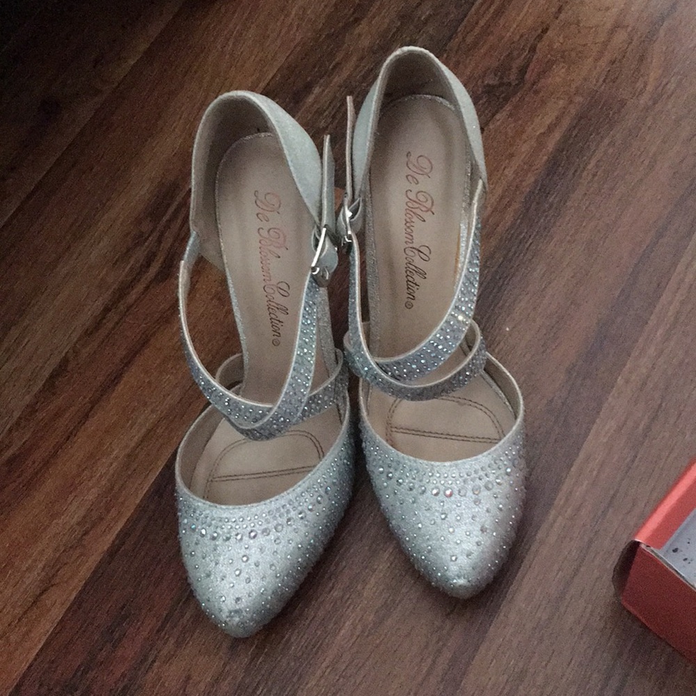 Shimmering silver high heels
